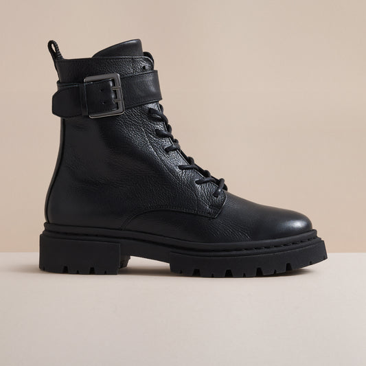 AGNES BLACK LEATHER BOOT