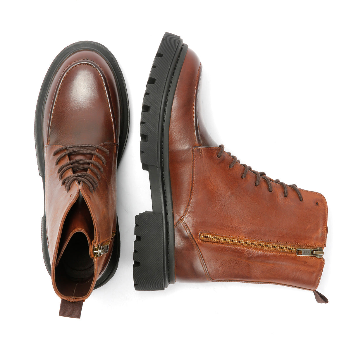 STORM WOMENS BROWN WAXY LEATHER BOOTS