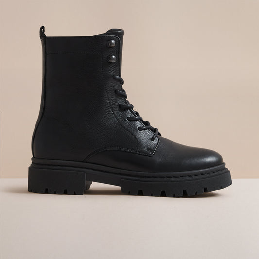 RIPLEY BLACK LEATHER COMBAT BOOT