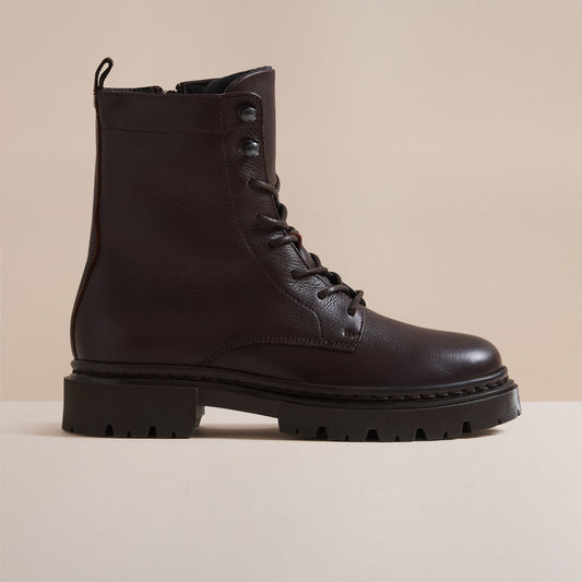 RIPLEY BROWN LEATHER COMBAT BOOT