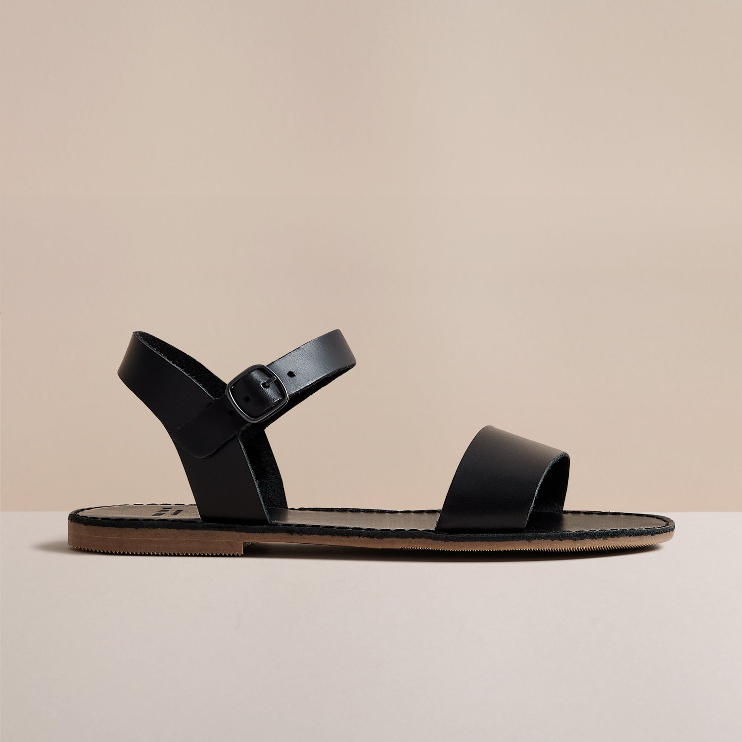 Flat Black Leather Sandals ROSEMARY WOMENS BLACK LEATHER SANDAL – Hudson London