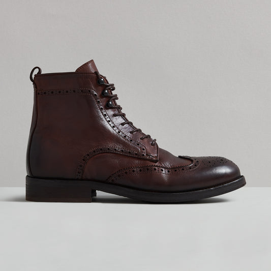 SHERWOOD BROWN DRUM DYE BROGUE BOOT