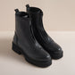 AMBER WOMENS BLACK LEATHER ZIP BOOT