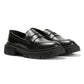 EVIE WOMENS BLACK WAXY LEATHER SHOES