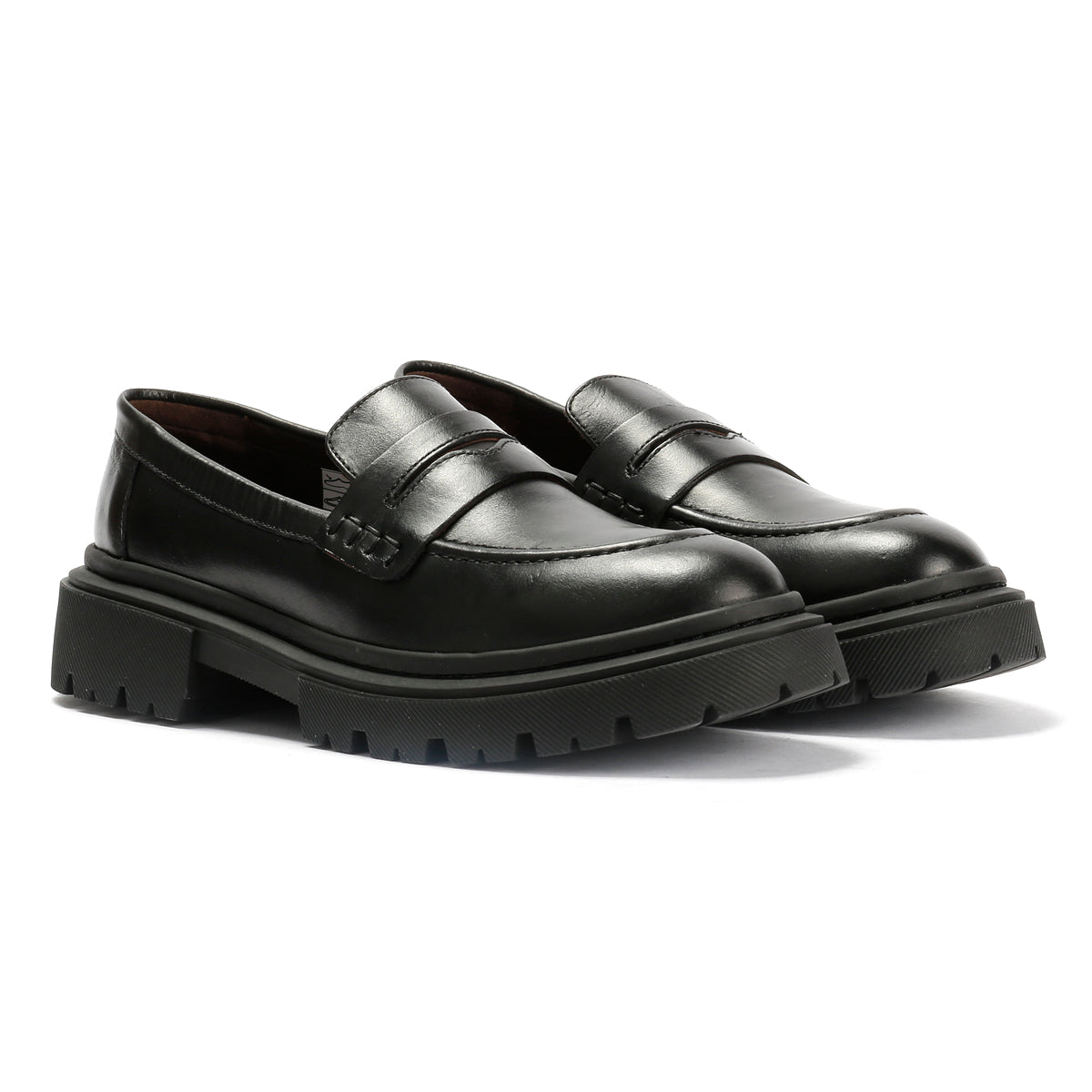EVIE WOMENS BLACK WAXY LEATHER SHOES