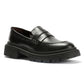 EVIE WOMENS BLACK WAXY LEATHER SHOES