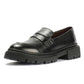 EVIE WOMENS BLACK WAXY LEATHER SHOES