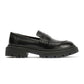 EVIE WOMENS BLACK WAXY LEATHER SHOES