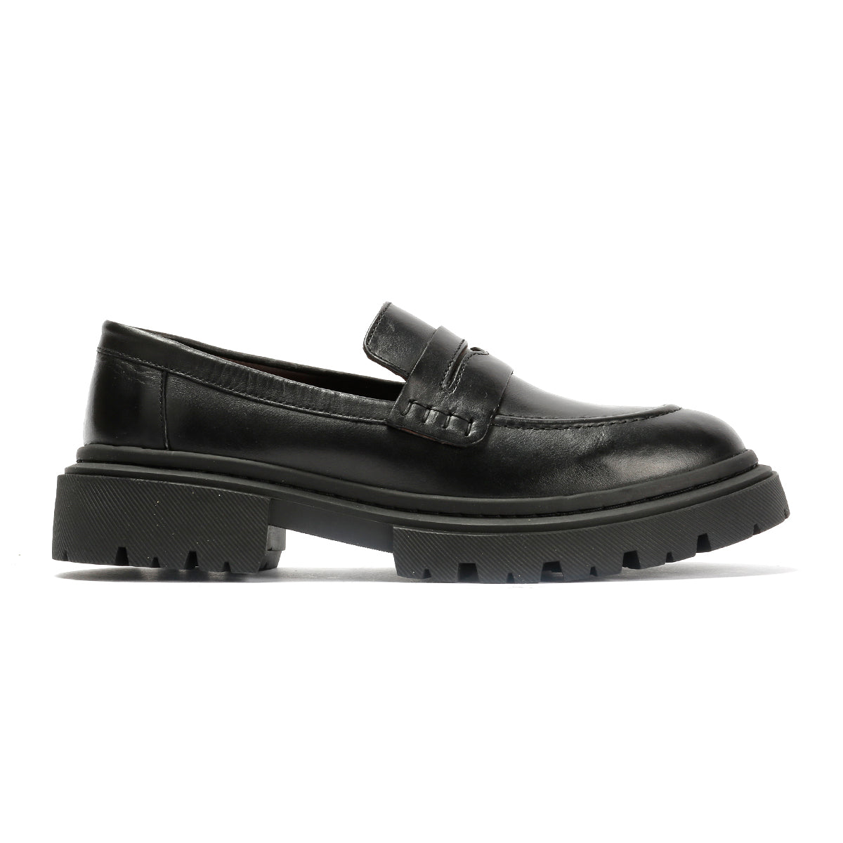 EVIE WOMENS BLACK WAXY LEATHER SHOES