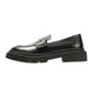 EVIE WOMENS BLACK WAXY LEATHER SHOES