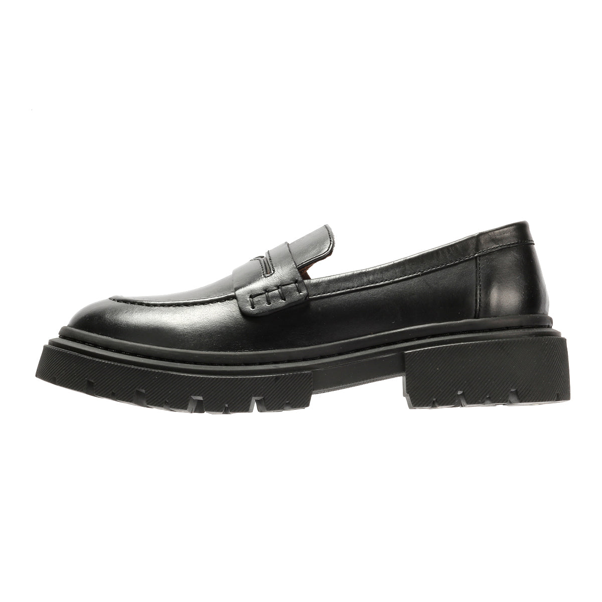 EVIE WOMENS BLACK WAXY LEATHER SHOES