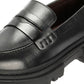 EVIE WOMENS BLACK WAXY LEATHER SHOES