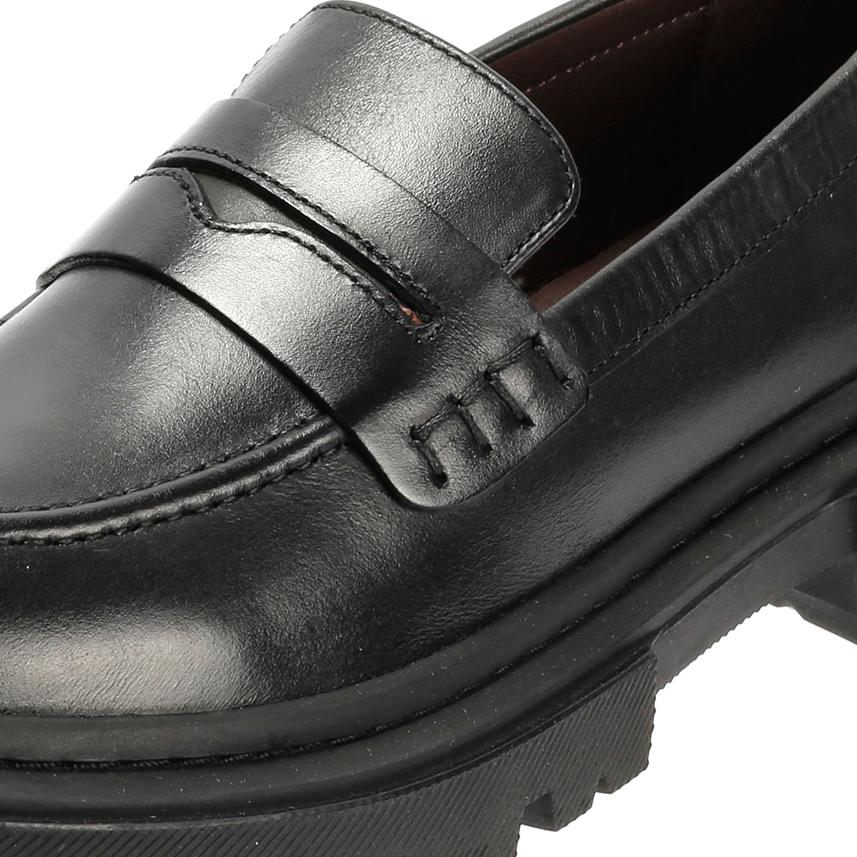 EVIE WOMENS BLACK WAXY LEATHER SHOES