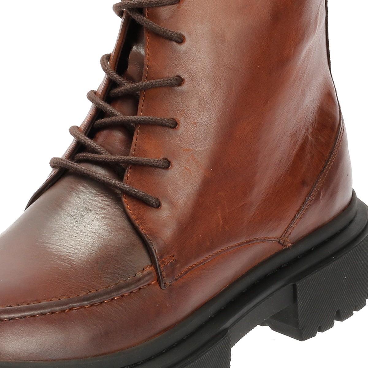STORM WOMENS BROWN WAXY LEATHER BOOTS