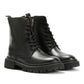 WYNTER WOMENS BLACK WAXY LEATHER BOOTS