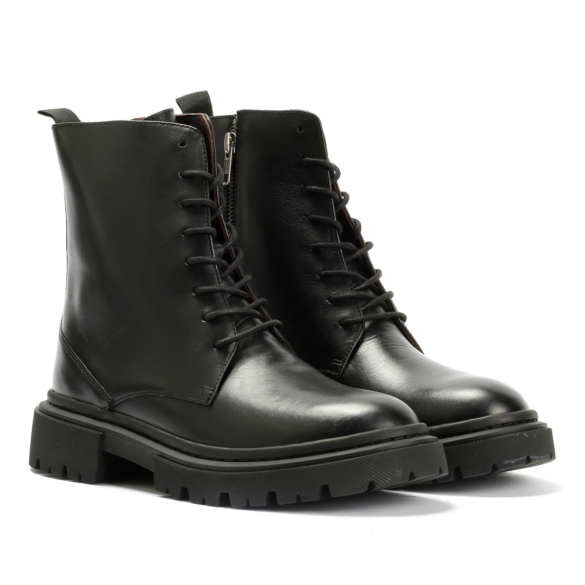WYNTER WOMENS BLACK WAXY LEATHER BOOTS