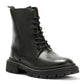 WYNTER WOMENS BLACK WAXY LEATHER BOOTS