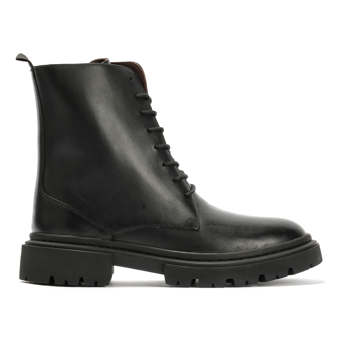 WYNTER WOMENS BLACK WAXY LEATHER BOOTS