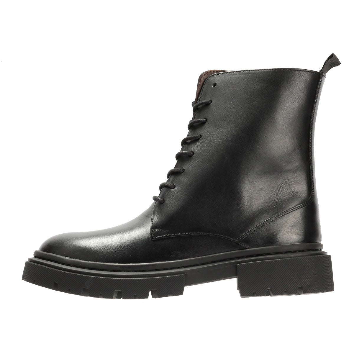 WYNTER WOMENS BLACK WAXY LEATHER BOOTS