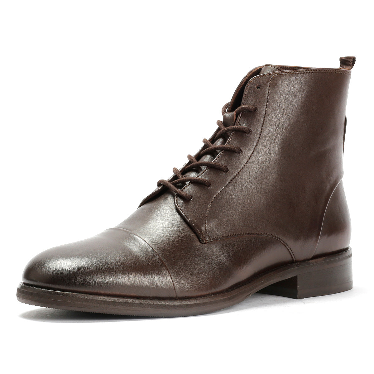 BELLAMY MENS BROWN VEG TAN LEATHER CAP BOOTS
