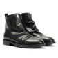 LENNON MENS BLACK WAXY LEATHER RUCHED BOOTS