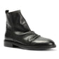 LENNON MENS BLACK WAXY LEATHER RUCHED BOOTS