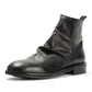 LENNON MENS BLACK WAXY LEATHER RUCHED BOOTS