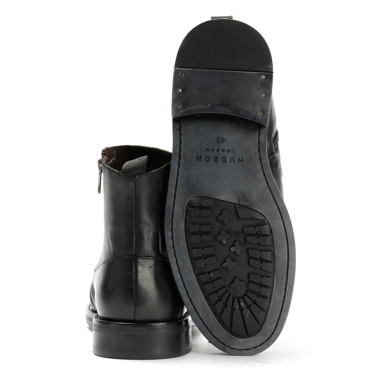 LENNON MENS BLACK WAXY LEATHER RUCHED BOOTS