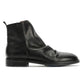 LENNON MENS BLACK WAXY LEATHER RUCHED BOOTS