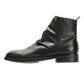 LENNON MENS BLACK WAXY LEATHER RUCHED BOOTS