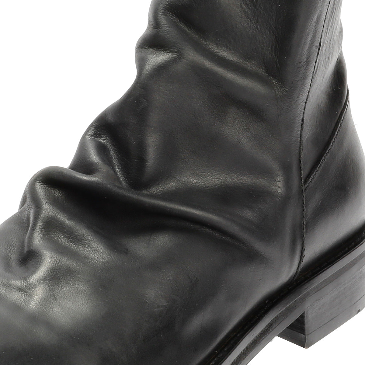 LENNON MENS BLACK WAXY LEATHER RUCHED BOOTS