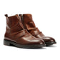 LENNON MENS BROWN WAXY LEATHER RUCHED BOOTS