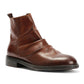 LENNON MENS BROWN WAXY LEATHER RUCHED BOOTS
