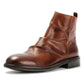 LENNON MENS BROWN WAXY LEATHER RUCHED BOOTS