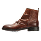 LENNON MENS BROWN WAXY LEATHER RUCHED BOOTS