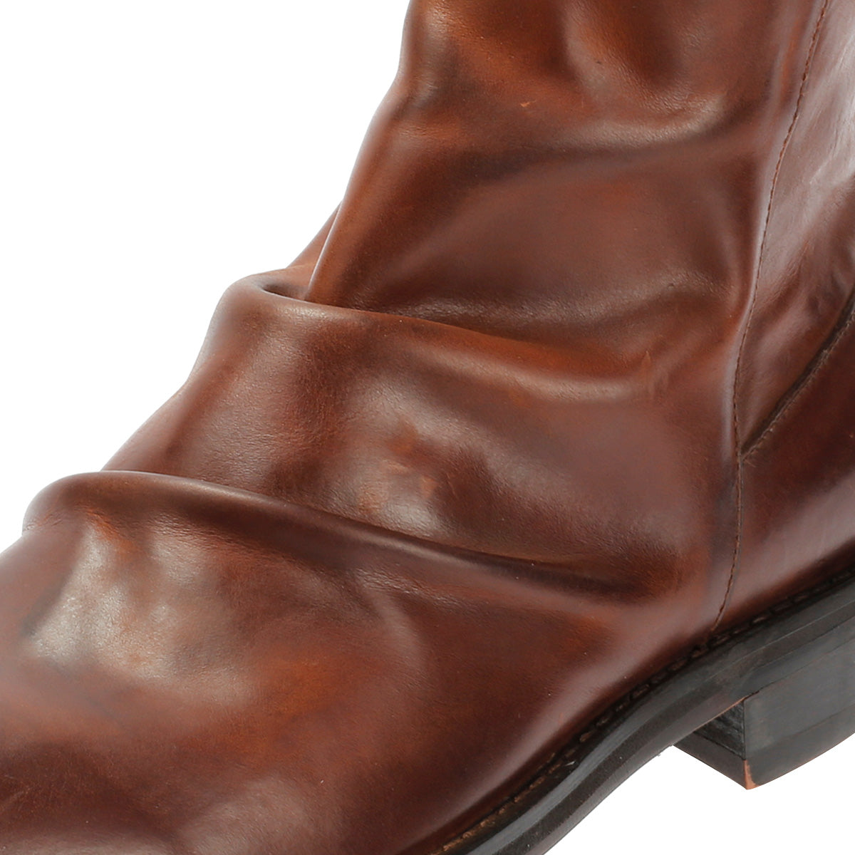LENNON MENS BROWN WAXY LEATHER RUCHED BOOTS