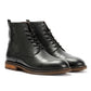LONDON MENS BLACK TUMBLED LEATHER CAP BOOTS