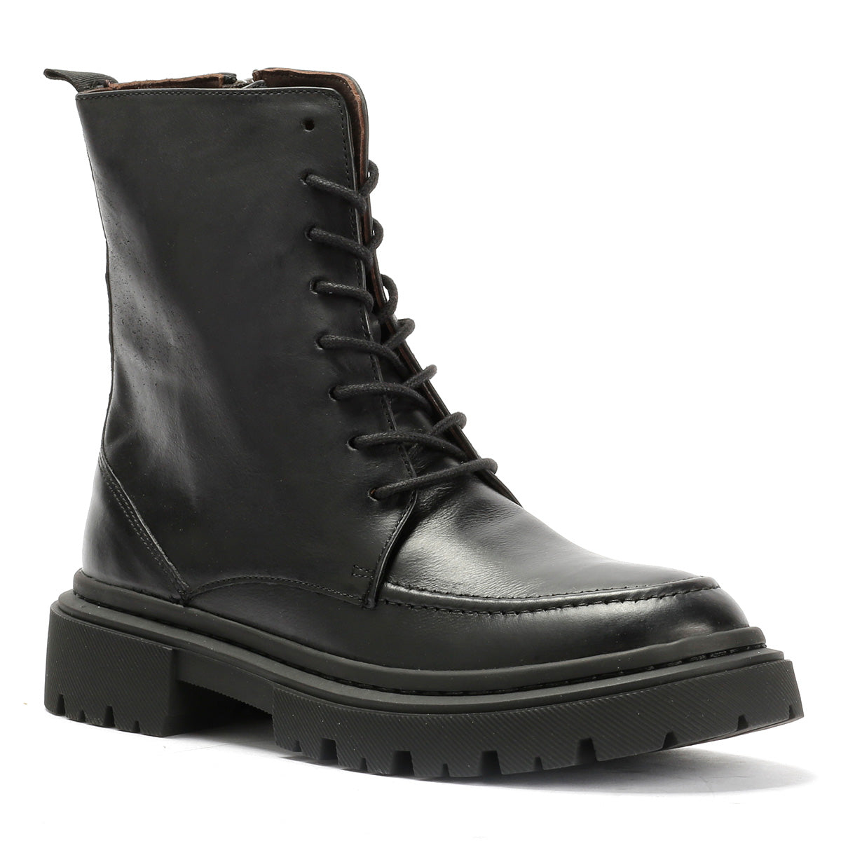 STORM WOMENS BLACK WAXY LEATHER BOOTS