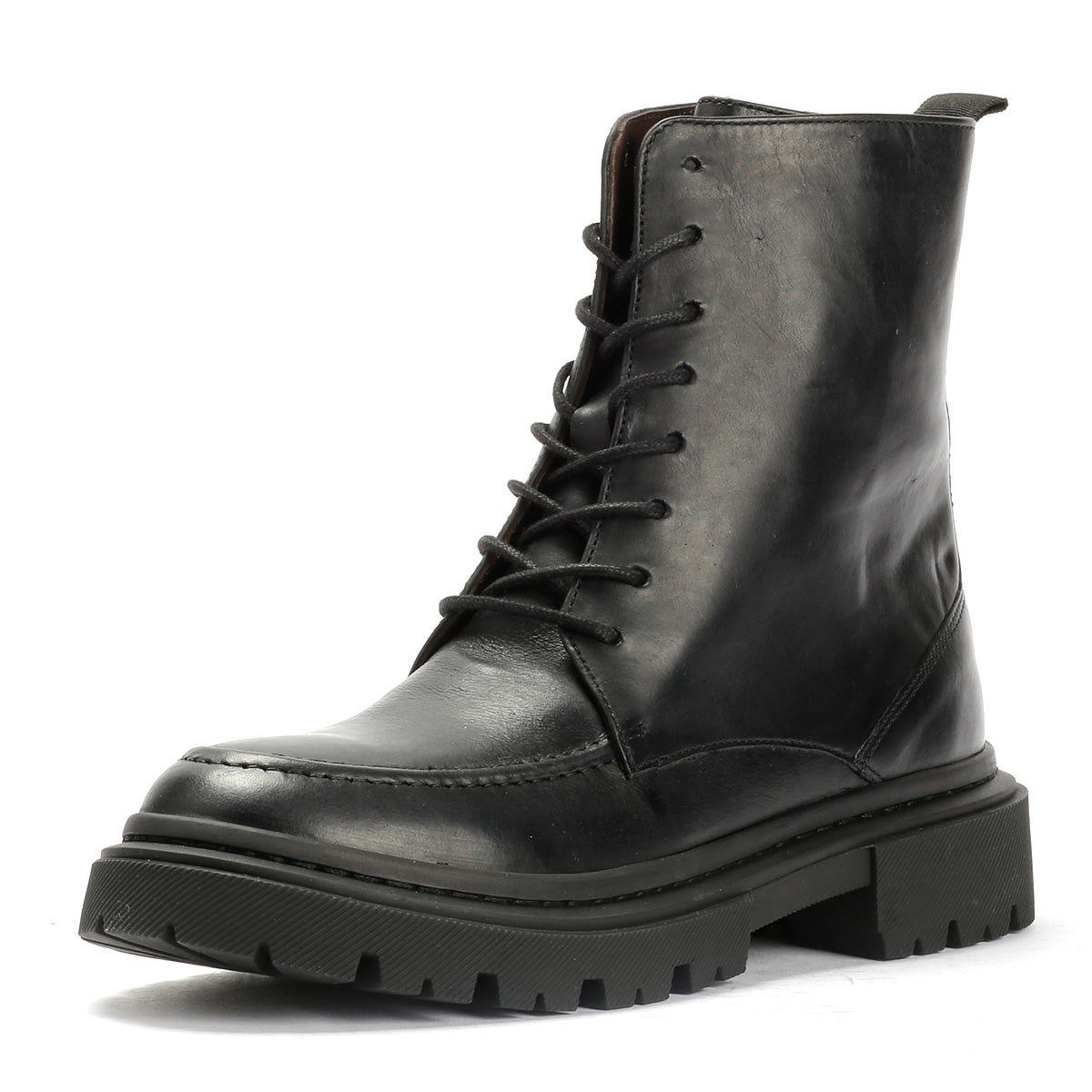 STORM WOMENS BLACK WAXY LEATHER BOOTS