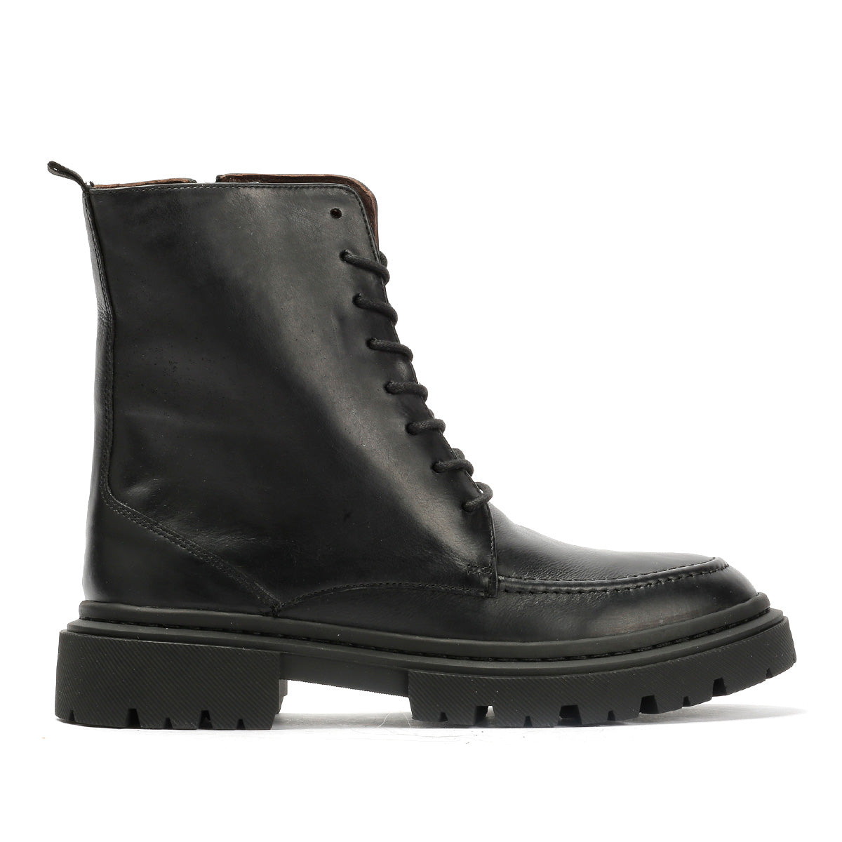 STORM WOMENS BLACK WAXY LEATHER BOOTS