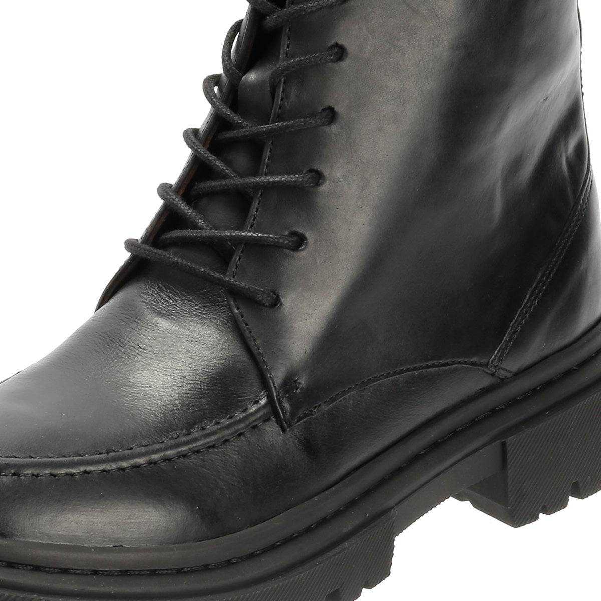STORM WOMENS BLACK WAXY LEATHER BOOTS