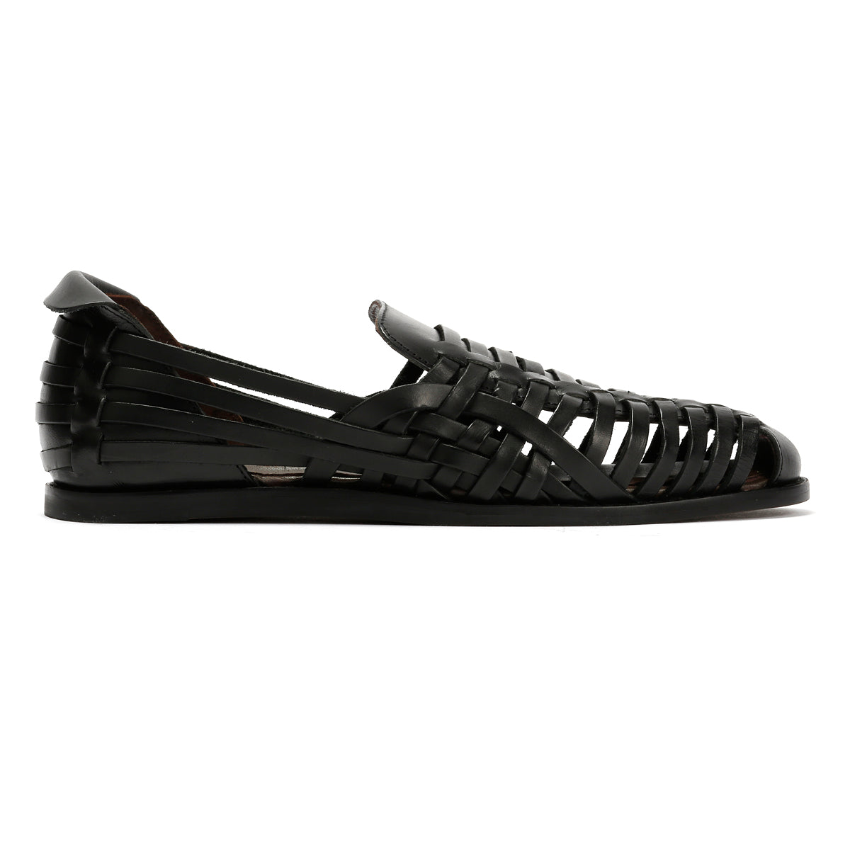 FORNELL MENS BLACK LEATHER WEAVE SANDALS