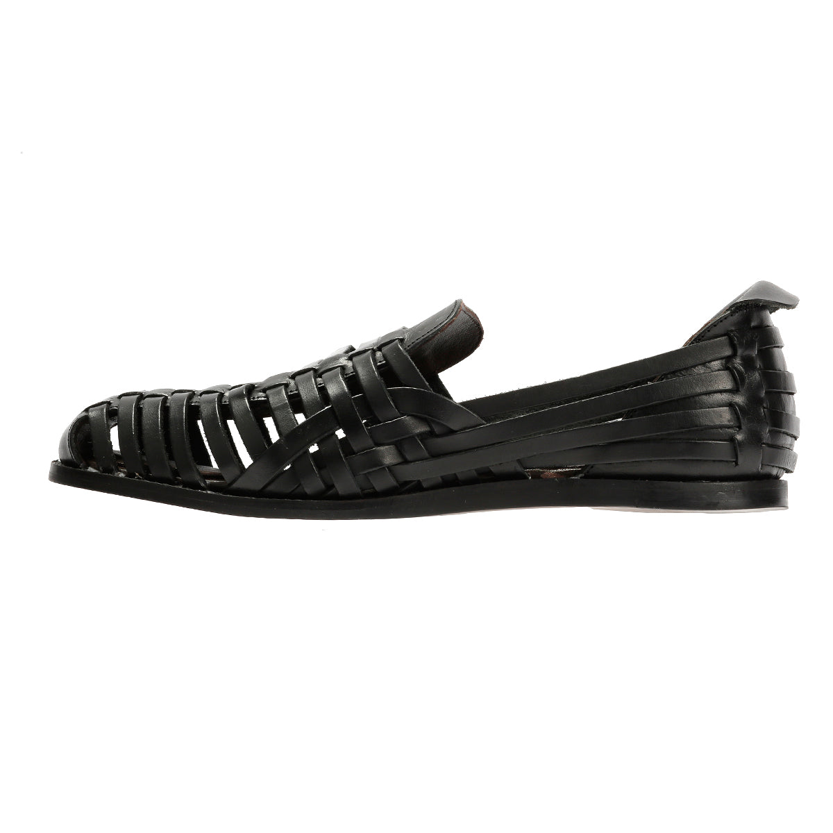 FORNELL MENS BLACK LEATHER WEAVE SANDALS