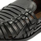 FORNELL MENS BLACK LEATHER WEAVE SANDALS