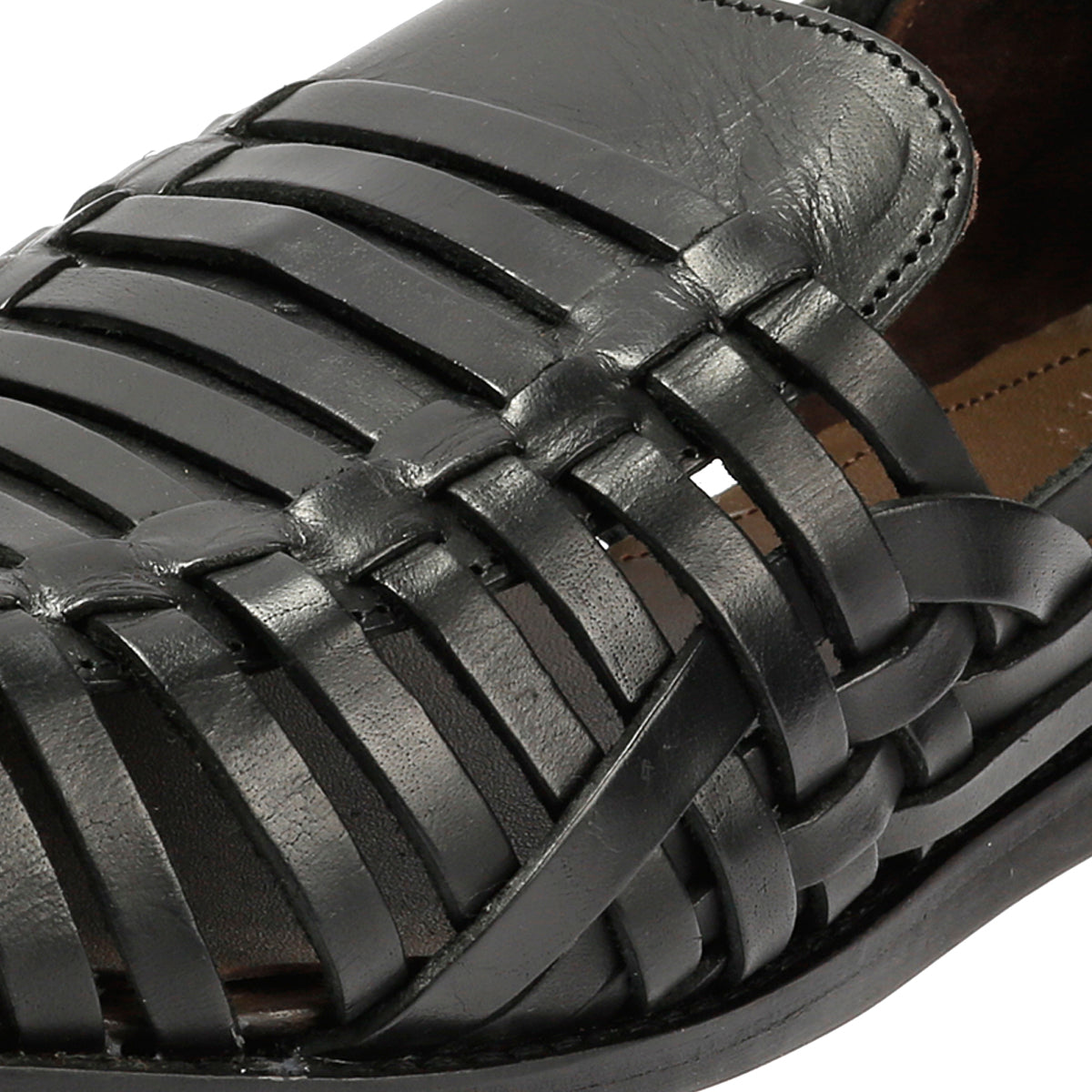 FORNELL MENS BLACK LEATHER WEAVE SANDALS