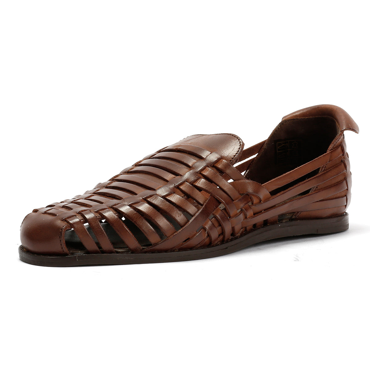 FORNELL MENS BROWN LEATHER WEAVE SANDALS