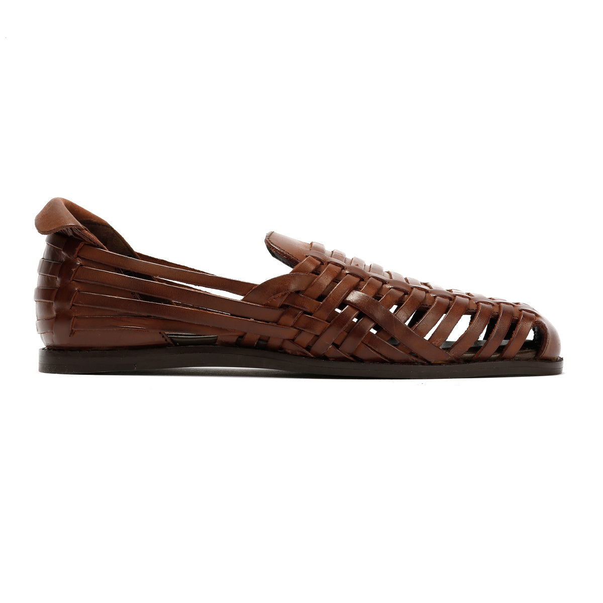 FORNELL MENS BROWN LEATHER WEAVE SANDALS