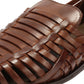 FORNELL MENS BROWN LEATHER WEAVE SANDALS