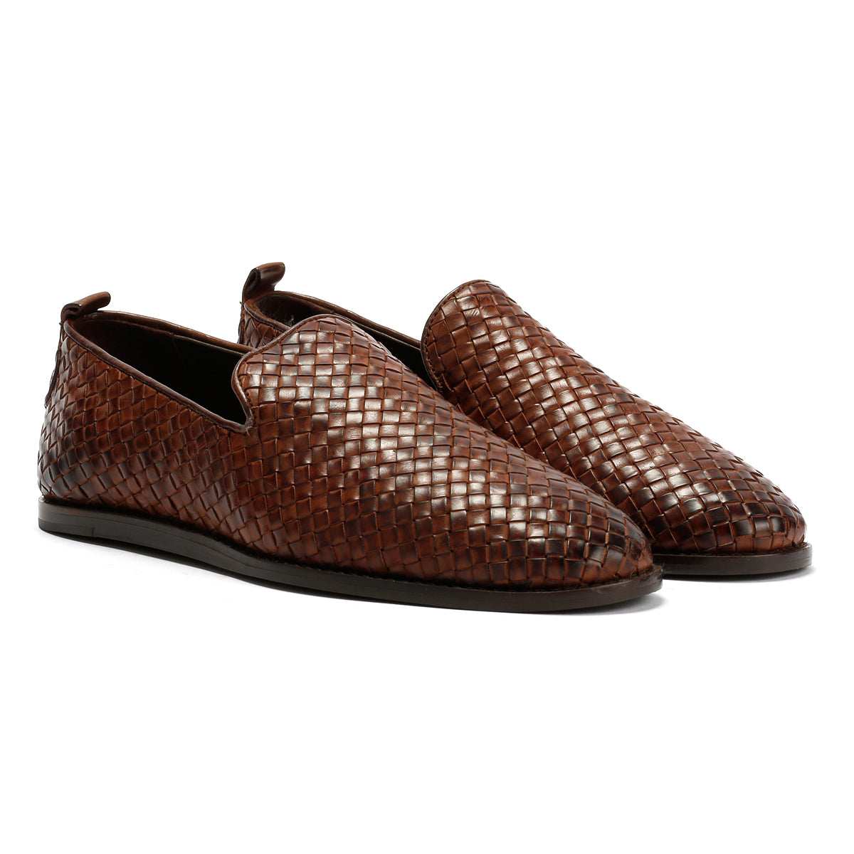 IPANEMA MENS BROWN LEATHER WEAVE SLIP ON