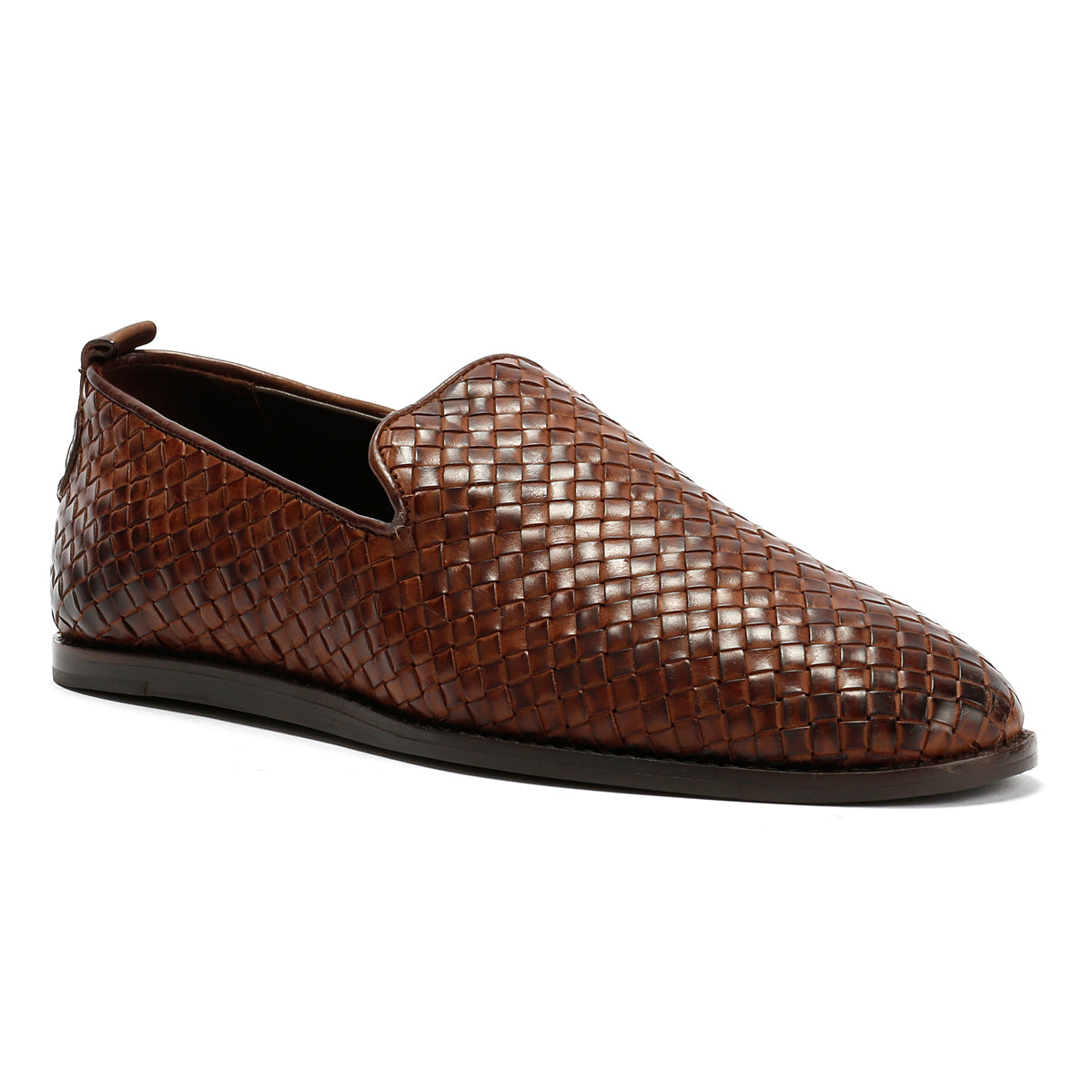 IPANEMA MENS BROWN LEATHER WEAVE SLIP ON